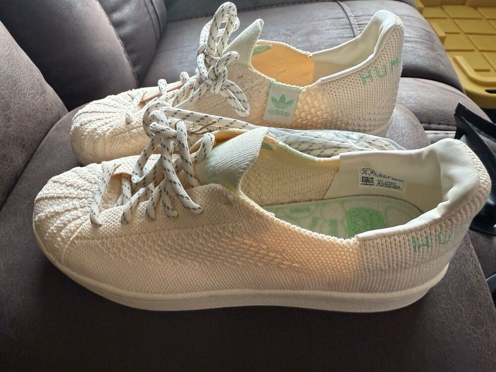 Adidas X S42931 Mens Pharrell Superstar Human Race Primeknit Beige Shoes 5 RARE